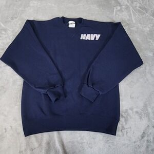 NAVY Sweatshirt Mens Small Blue Soffe Crew Neck Pullover Seal‎ Military USA Made